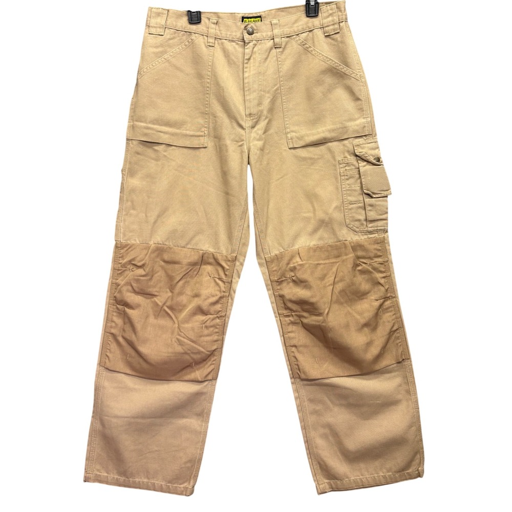 Blaklader Work Pants Mens 36x30 Tan Reinforced Double Knee Utility Cargo Canvas